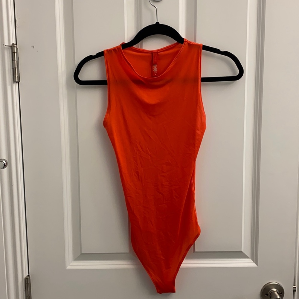 SKIMS sheer red/orange thong bodysuit NEVER worn